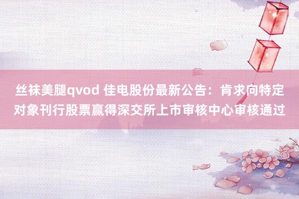 丝袜美腿qvod 佳电股份最新公告：肯求向特定对象刊行股票赢得深交所上市审核中心审核通过