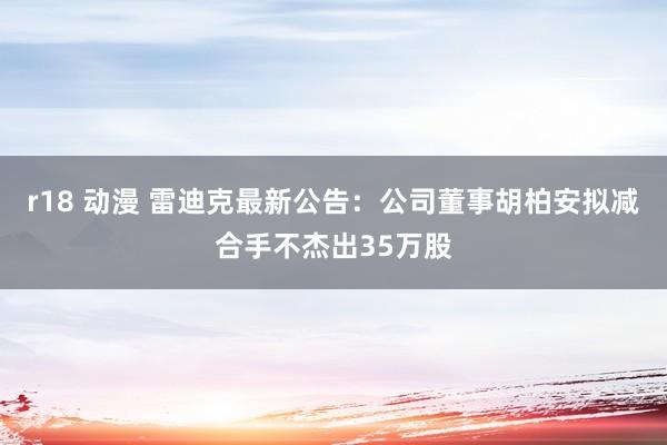 r18 动漫 雷迪克最新公告：公司董事胡柏安拟减合手不杰出35万股