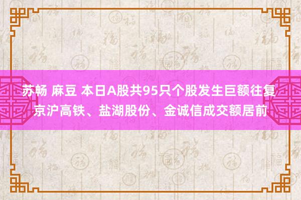 苏畅 麻豆 本日A股共95只个股发生巨额往复 京沪高铁、盐湖股份、金诚信成交额居前