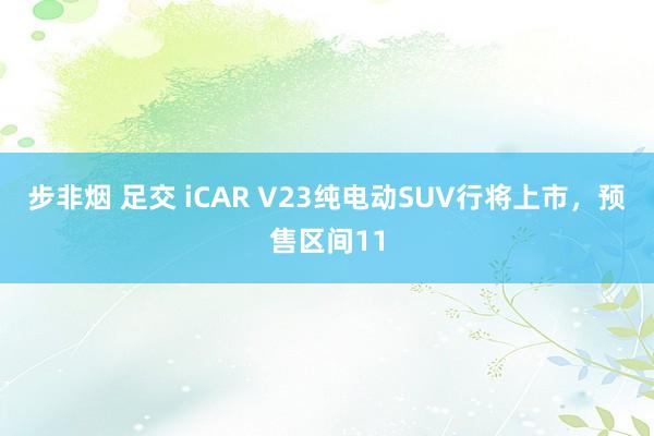 步非烟 足交 iCAR V23纯电动SUV行将上市，预售区间11