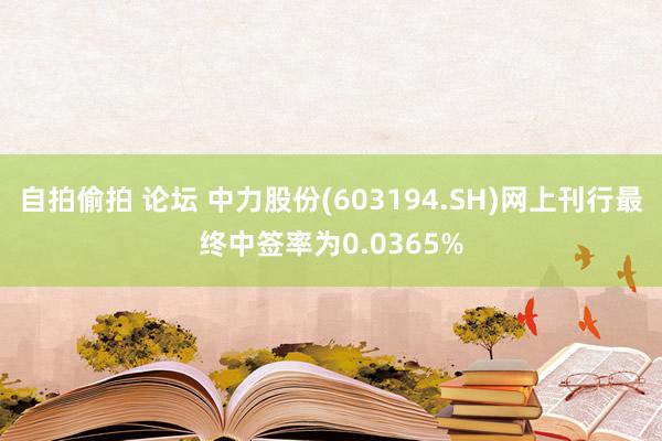 自拍偷拍 论坛 中力股份(603194.SH)网上刊行最终中签率为0.0365%