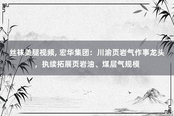 丝袜美腿视频, 宏华集团：川渝页岩气作事龙头，执续拓展页岩油、煤层气规模