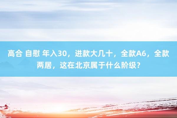 高合 自慰 年入30，进款大几十，全款A6，全款两居，这在北京属于什么阶级？