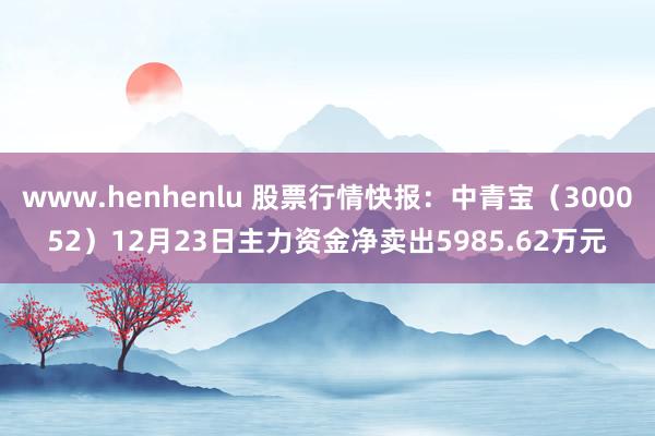 www.henhenlu 股票行情快报：中青宝（300052）12月23日主力资金净卖出5985.62万元