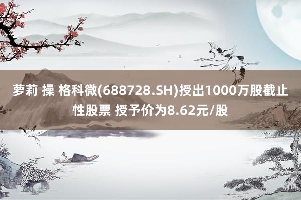 萝莉 操 格科微(688728.SH)授出1000万股截止性股票 授予价为8.62元/股