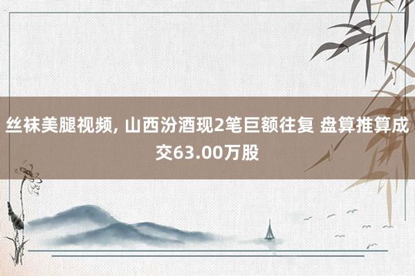 丝袜美腿视频, 山西汾酒现2笔巨额往复 盘算推算成交63.00万股