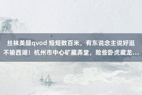 丝袜美腿qvod 短短数百米，有东说念主说好逛不输西湖！杭州市中心矿藏弄堂，险些卧虎藏龙…
