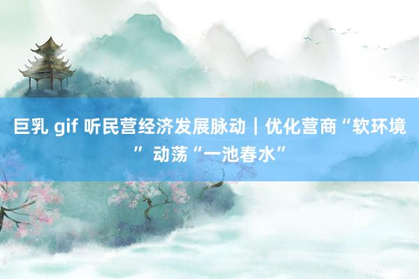 巨乳 gif 听民营经济发展脉动｜优化营商“软环境” 动荡“一池春水”