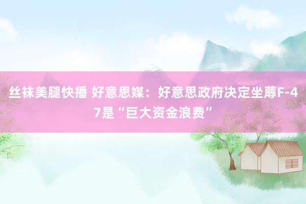丝袜美腿快播 好意思媒：好意思政府决定坐蓐F-47是“巨大资金浪费”