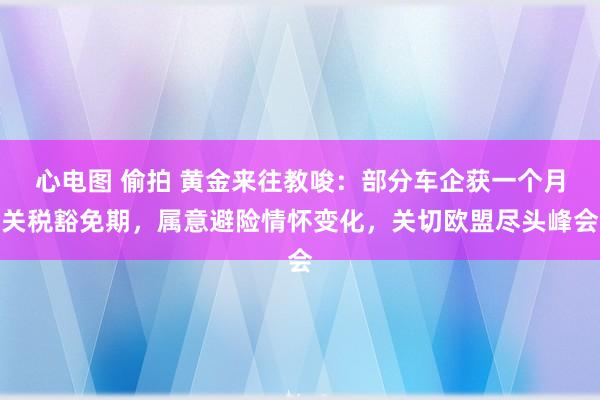 心电图 偷拍 黄金来往教唆：部分车企获一个月关税豁免期，属意避险情怀变化，关切欧盟尽头峰会