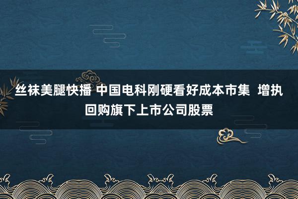 丝袜美腿快播 中国电科刚硬看好成本市集  增执回购旗下上市公司股票
