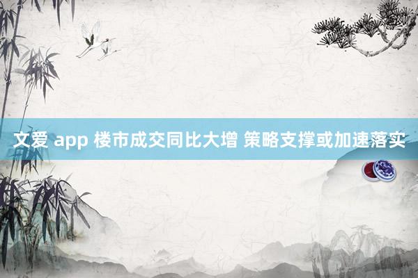 文爱 app 楼市成交同比大增 策略支撑或加速落实