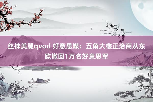 丝袜美腿qvod 好意思媒：五角大楼正洽商从东欧撤回1万名好意思军