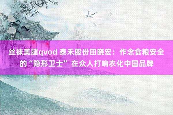 丝袜美腿qvod 泰禾股份田晓宏：作念食粮安全的“隐形卫士” 在众人打响农化中国品牌