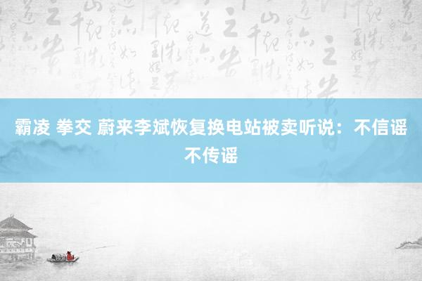 霸凌 拳交 蔚来李斌恢复换电站被卖听说：不信谣不传谣