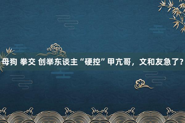 母狗 拳交 创举东谈主“硬控”甲亢哥，文和友急了？