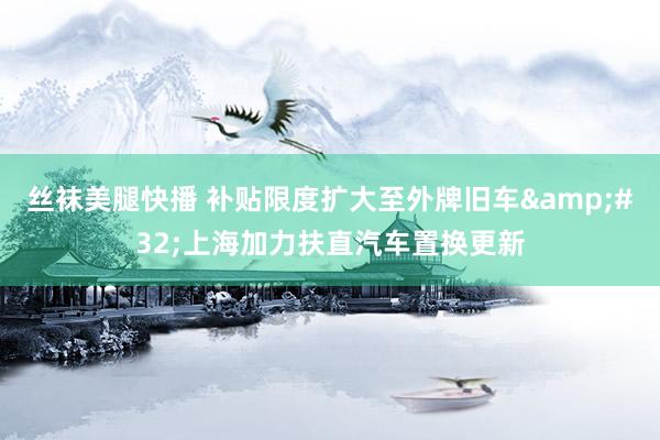 丝袜美腿快播 补贴限度扩大至外牌旧车&#32;上海加力扶直汽车置换更新