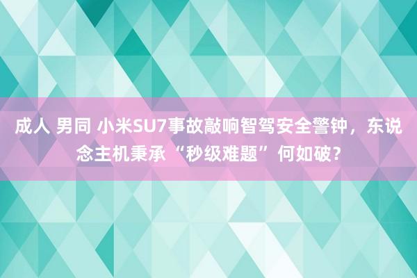 成人 男同 小米SU7事故敲响智驾安全警钟，东说念主机秉承 “秒级难题” 何如破？