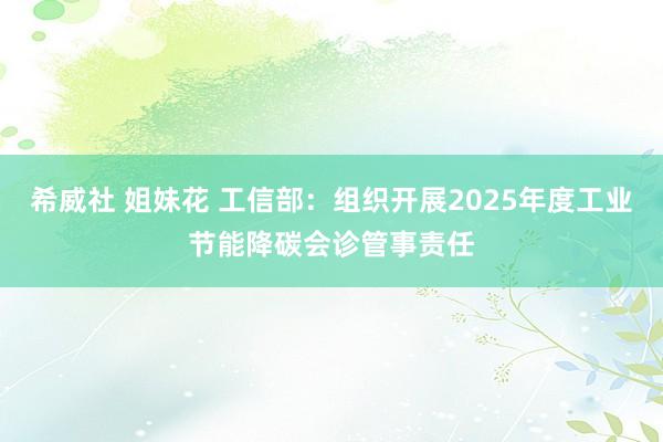 希威社 姐妹花 工信部：组织开展2025年度工业节能降碳会诊管事责任