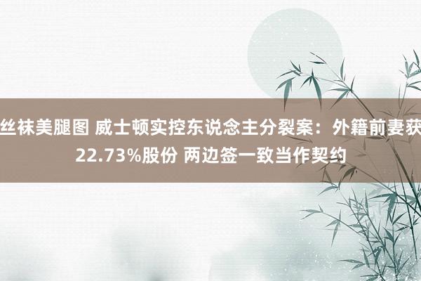 丝袜美腿图 威士顿实控东说念主分裂案：外籍前妻获22.73%股份 两边签一致当作契约
