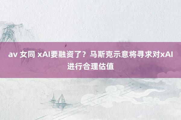 av 女同 xAI要融资了？马斯克示意将寻求对xAI进行合理估值