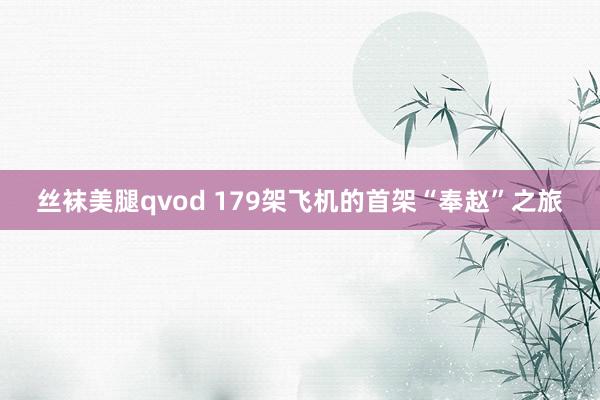 丝袜美腿qvod 179架飞机的首架“奉赵”之旅
