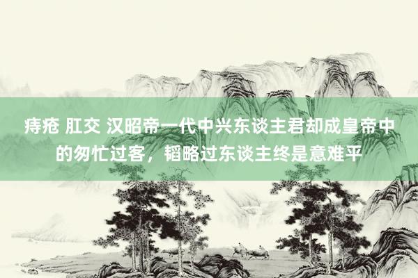痔疮 肛交 汉昭帝一代中兴东谈主君却成皇帝中的匆忙过客，韬略过东谈主终是意难平