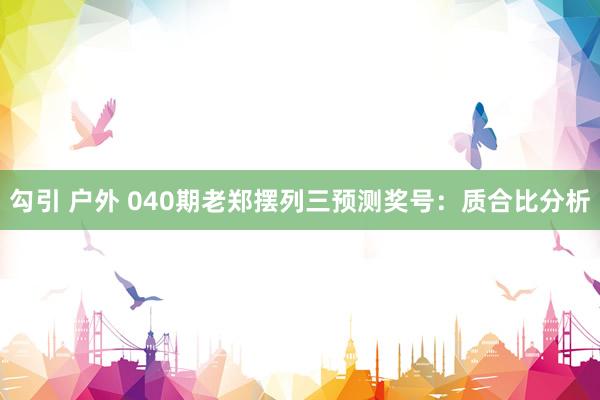 勾引 户外 040期老郑摆列三预测奖号：质合比分析